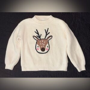 Old Navy Cream Crewneck Sweater with Reindeer Size 4T